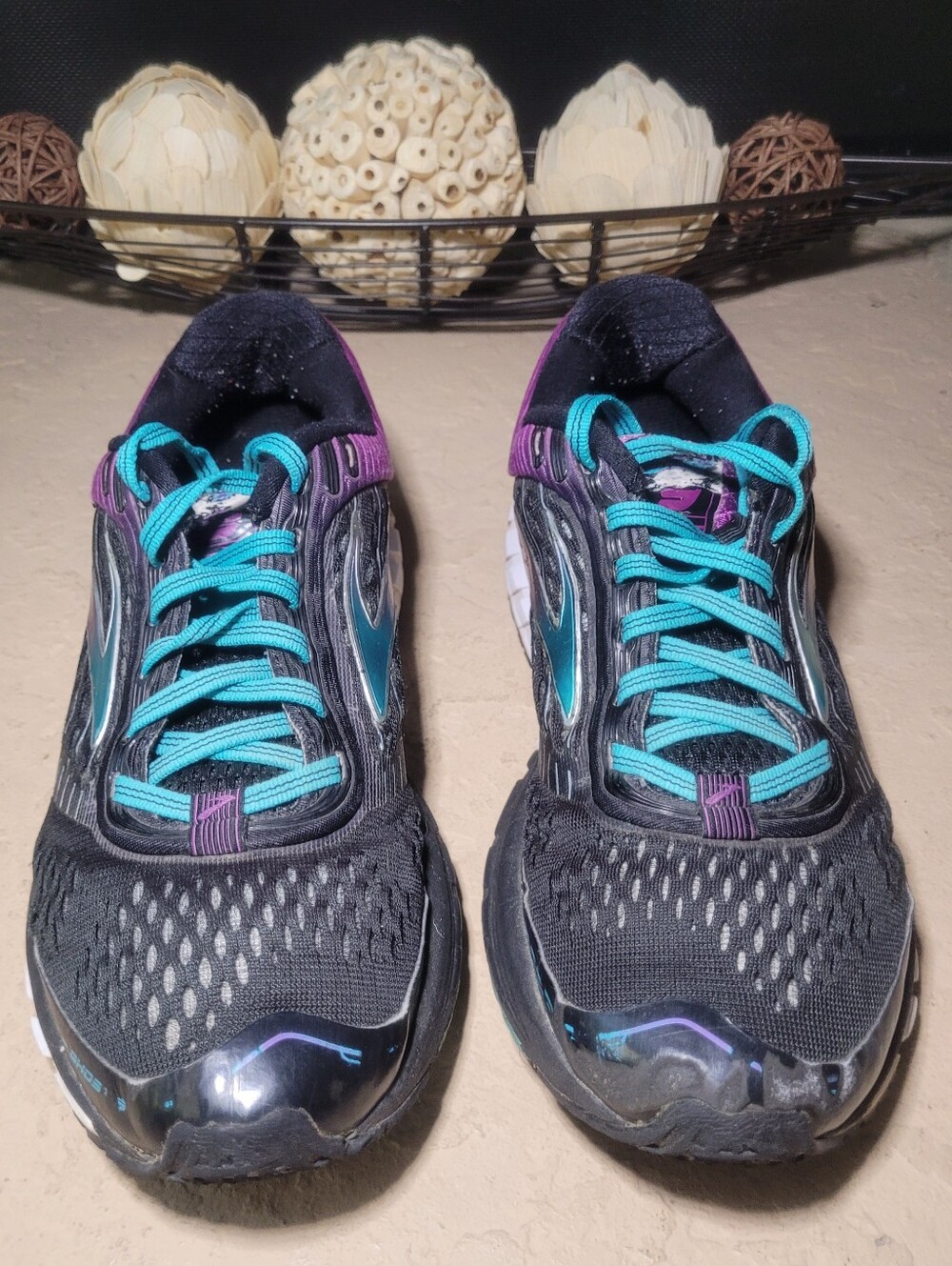 Size 8.5 M Brooks Ghost 9 Running Black Purple Teal Women Sneakers 1202251B092